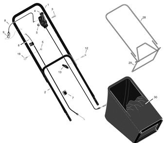 Handle And Bag Assembly Diagram and Parts List for 206510X31A 2005 Briggs and Stratton Lawn Mower